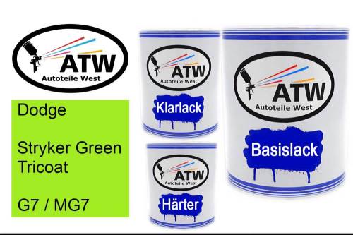 Dodge, Stryker Green Tricoat, G7 / MG7: 1L Lackdose + 1L Klarlack + 500ml Härter - Set, von ATW Autoteile West.